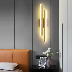 Lámpara LED de pared para dormitorio, candelabros de tubo de línea de cobre, pantalla de lámpara acrílica, iluminación interior para sala de estar, accesorio de luz para pasillo