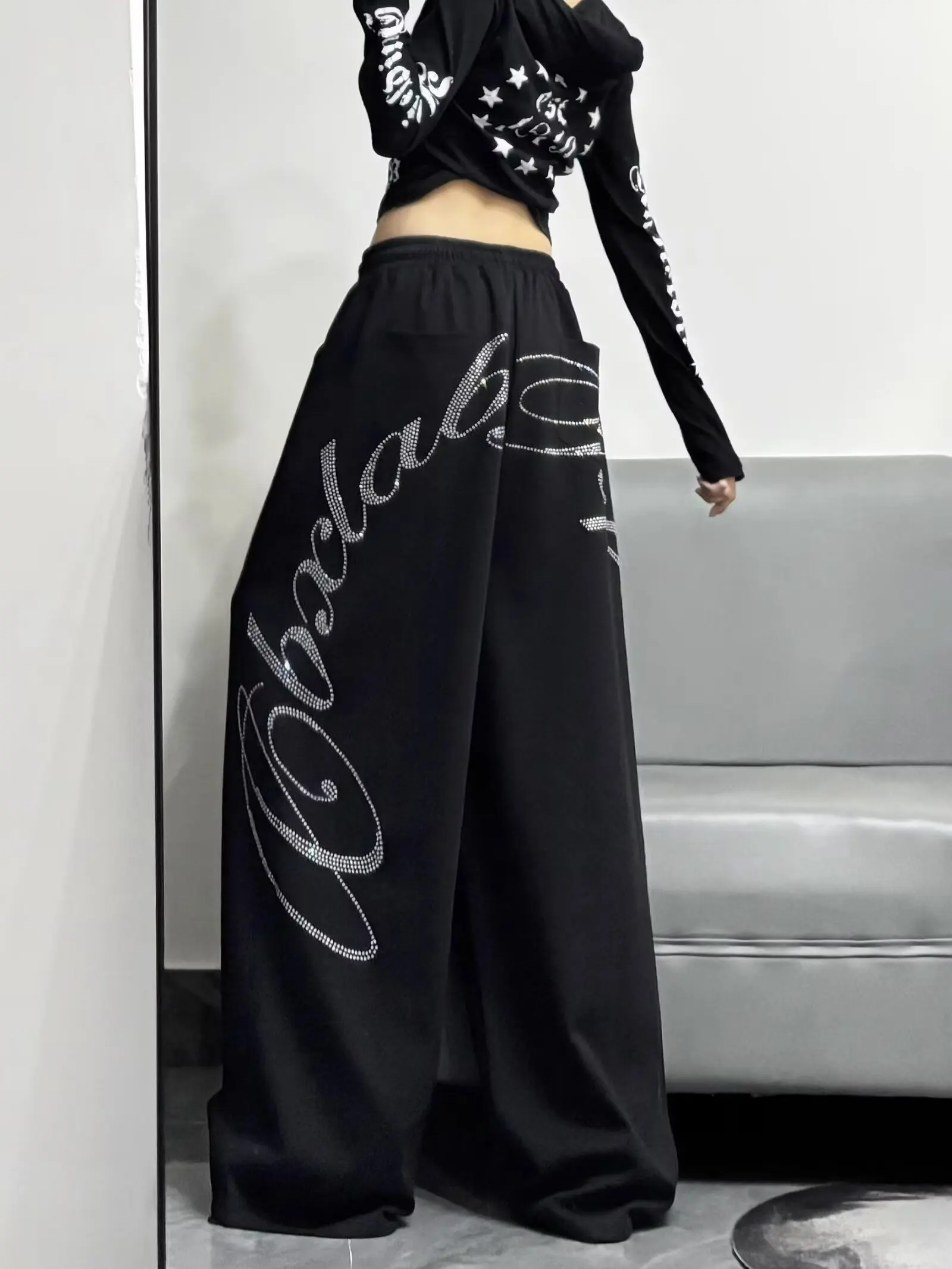 Y2K Retro Hip Hop Loose Women's Casual Pants American Style Straight Leg Long Trousers Fashionable And Popular Streetwear