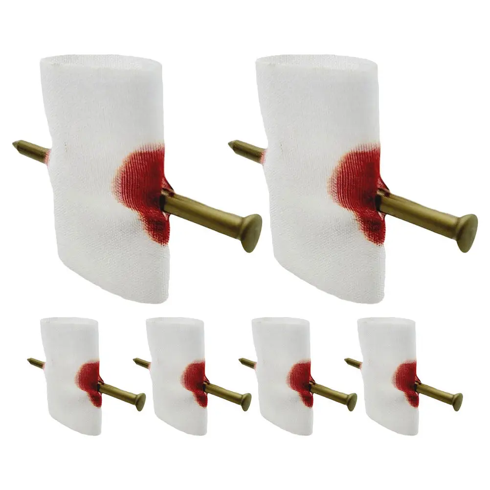 

6Pcs Prank Nail Through Finger Props Creative Scary Funny April Fool Halloween Party Trick Performance Supplies