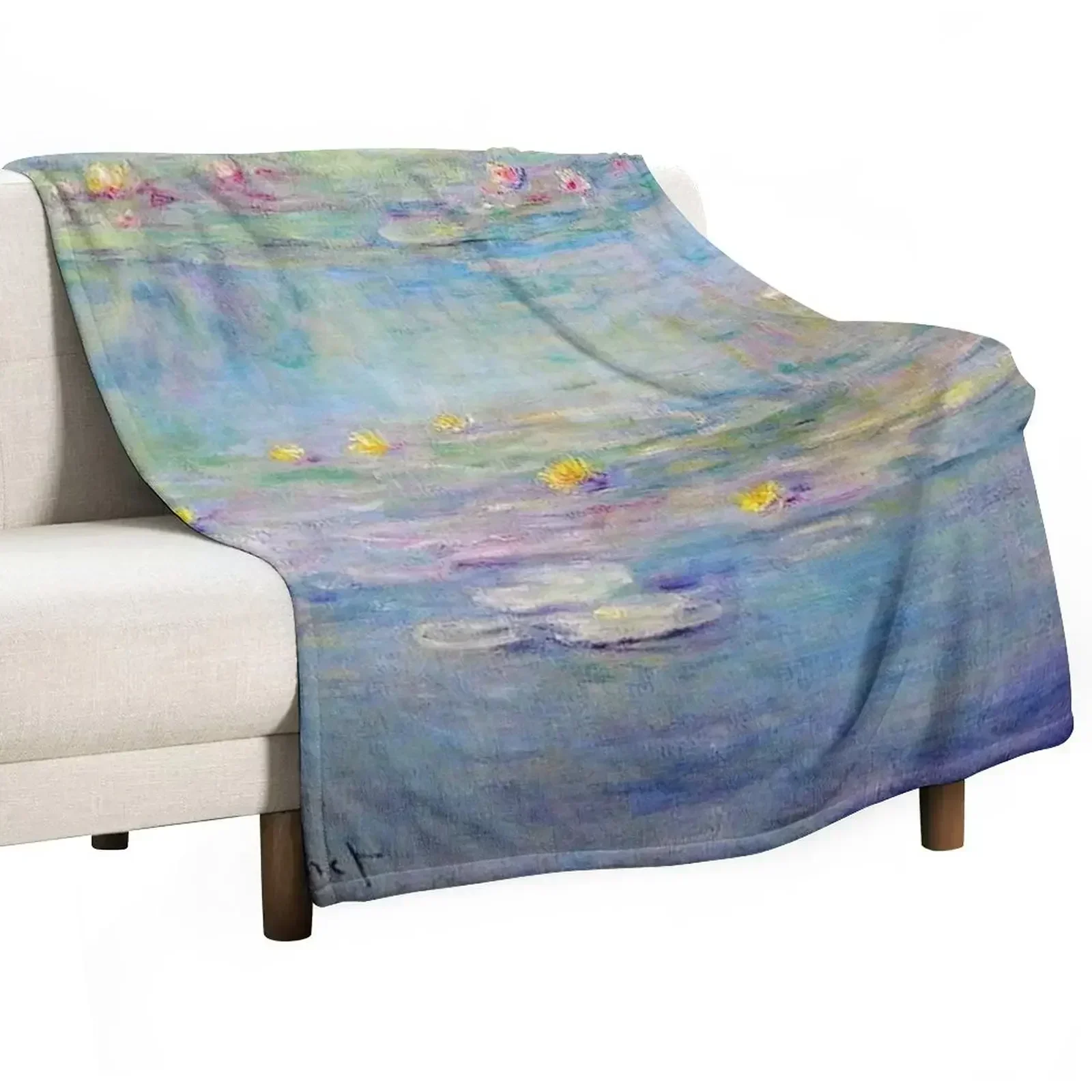 Les Nymphéas Bleu Sarcelle de Claude Monet - Monet Teal blue Water Lilies Throw Blanket for sofa Sofa Throw Beach Blankets