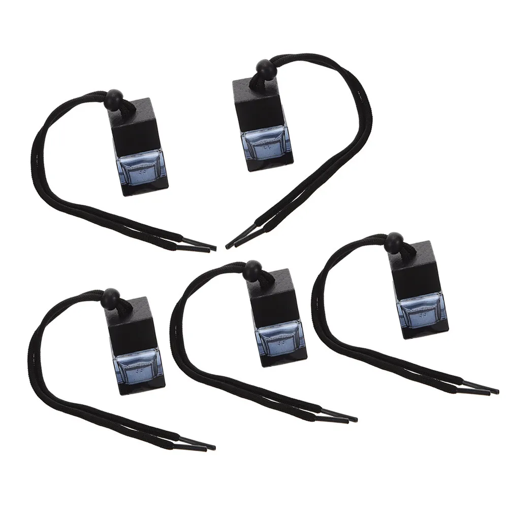 5pcs Car Freshener Bottles – 8ml Glass Hanging Diffusers with Black Caps, Refillable Essential Oil Containers