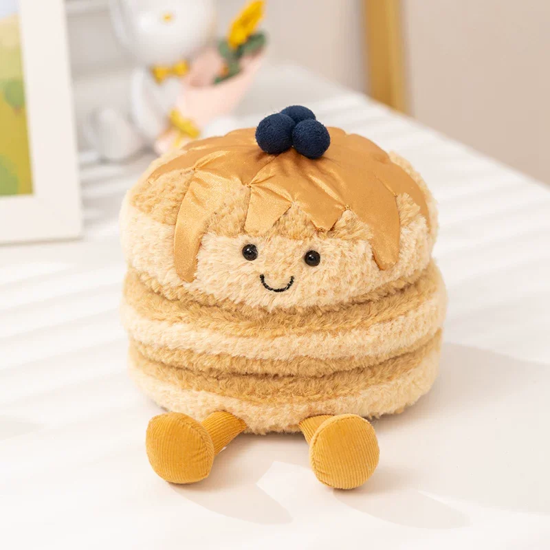 Plush Food Toys Waffle Pancake Cinnamon Roll Lemon Tart Puff Stuffed Doll Cute Kawaii Plush Toy Kids Birthday Gift