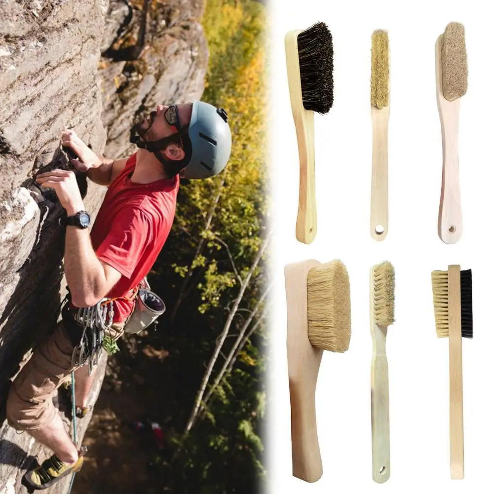 2-In-1 17-19cm Rock Climbing Brush Soft Bristle Bouldering Brush With Beech Wood Handle Callus Remover Boar Brush For Climbing