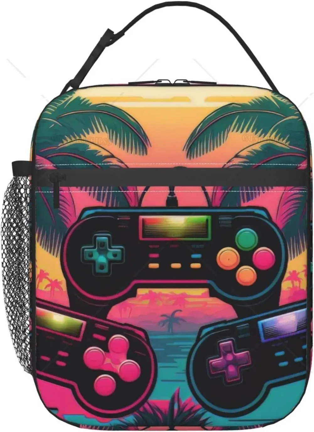 Video Game Controller Lunch Bag Reusable Portable Lunch Box for Men Women, Insulated Lunch Tote Bag for Picnic Office