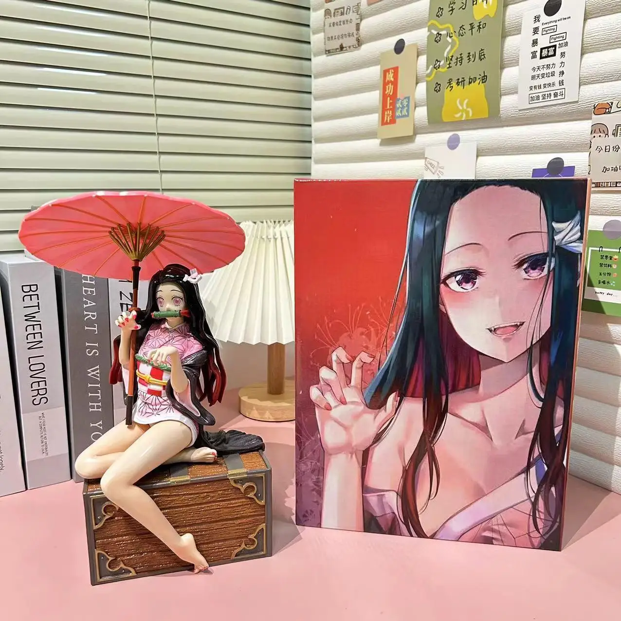 30 cm Anime Dämon Slayer Nette Regenschirm Sitzhaltung Kamado Nezuko Figur Pvc Modell Statue Schreibtisch Ornamente Sammlung Spielzeug Geschenk