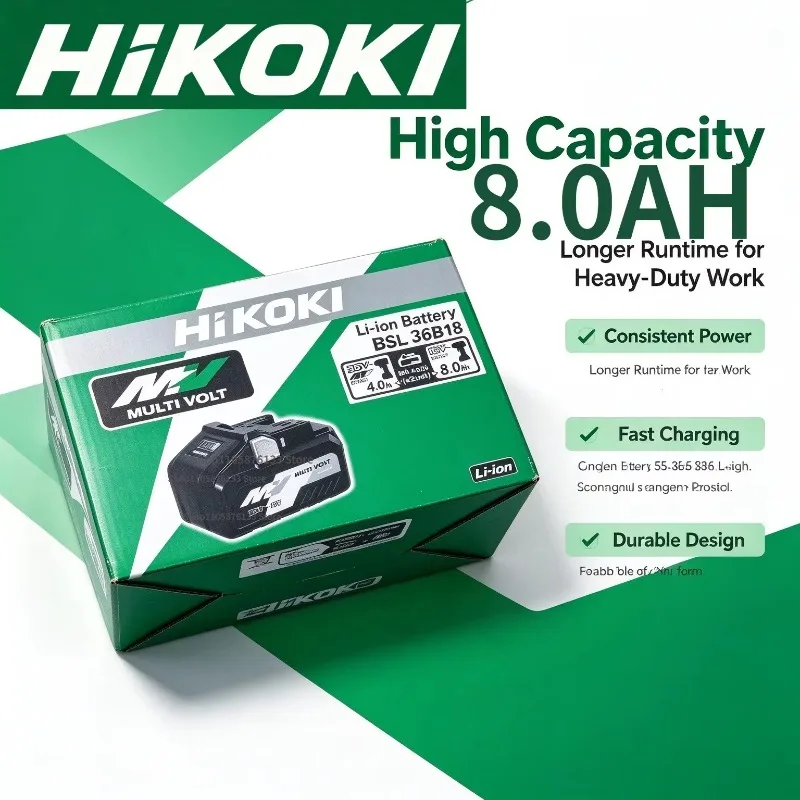 Hikoki 18V 8.0Ah Li-ion Battery,Stable Power Output Long Service Life,Fit BSL36A18 BSL36B18,For Hitachi Cordless Power Tools