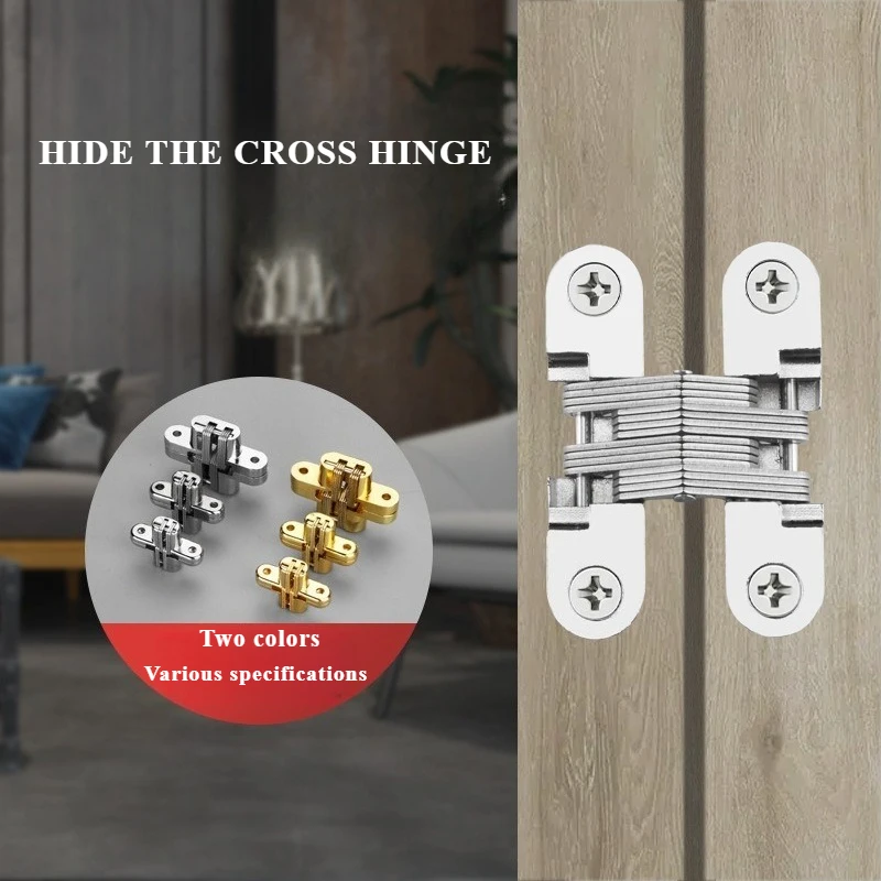 Hidden cross hinge zinc alloy flat  dining table hinge folding dining table door cabinet hidden hinge