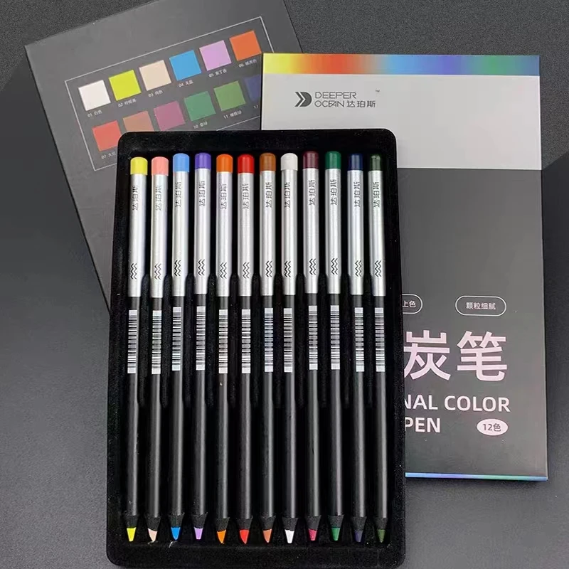 Dainayw 12/24 Color Chalk Pastel Pencils Colored Pencils Soft Drawing Sketch Pencil Kit For School Art Supplies