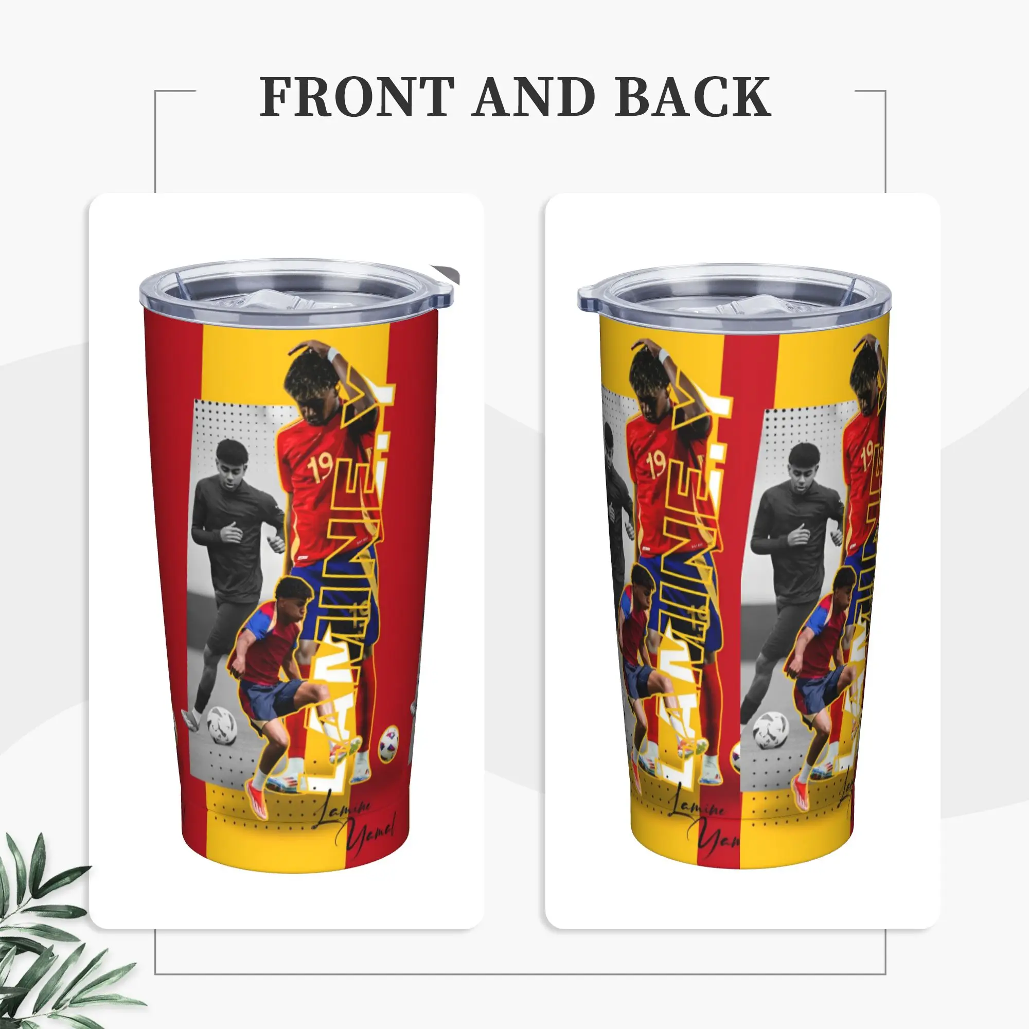 Lamine Y-Yamal Spain Football Insulated Tumbler with Lid Vacuum Coffee Mugs Office Home Hot Cold Drink Cups, 20oz