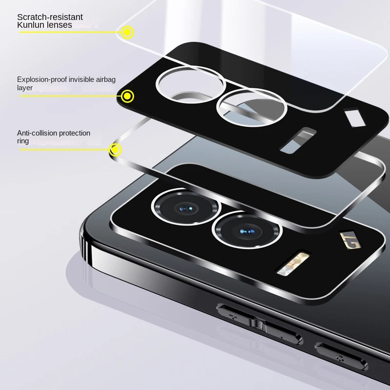 

Для Honor GT Моющийся ледяной кристалл с защитой от отпечатков пальцев на 360° ° Универсальный чехол для телефона с кольцевой подушкой безопасности и объективом