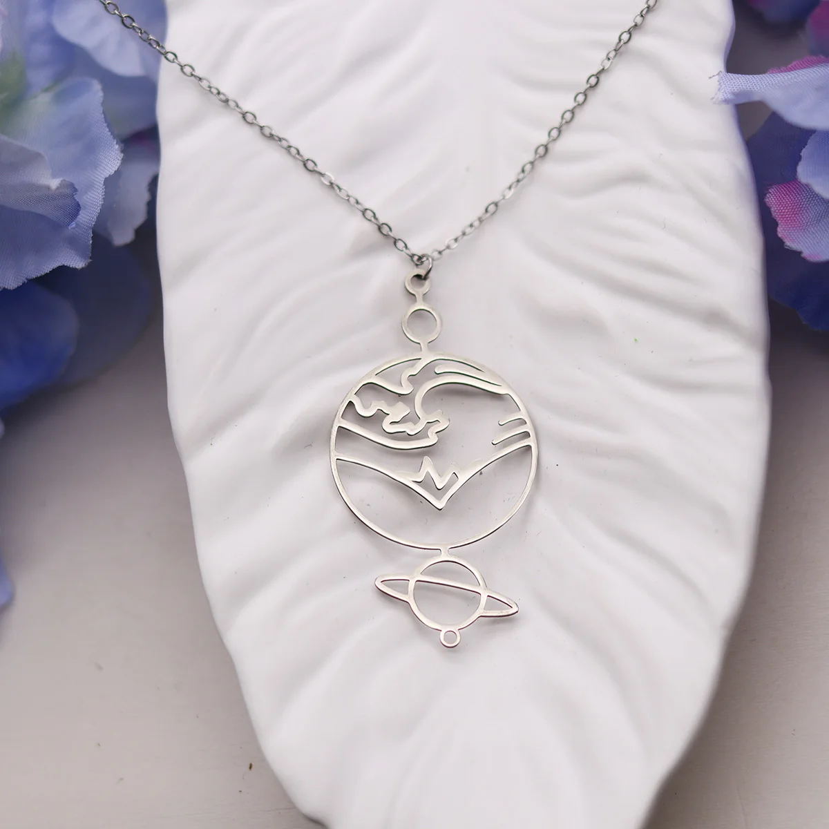 كينيتيال كوكب سماوي تحت عنوان قلادة قلادة النساء الفتيات الفولاذ المقاوم للصدأ الكون المختنق سلسلة عنق القلائد مجوهرات هدية #6