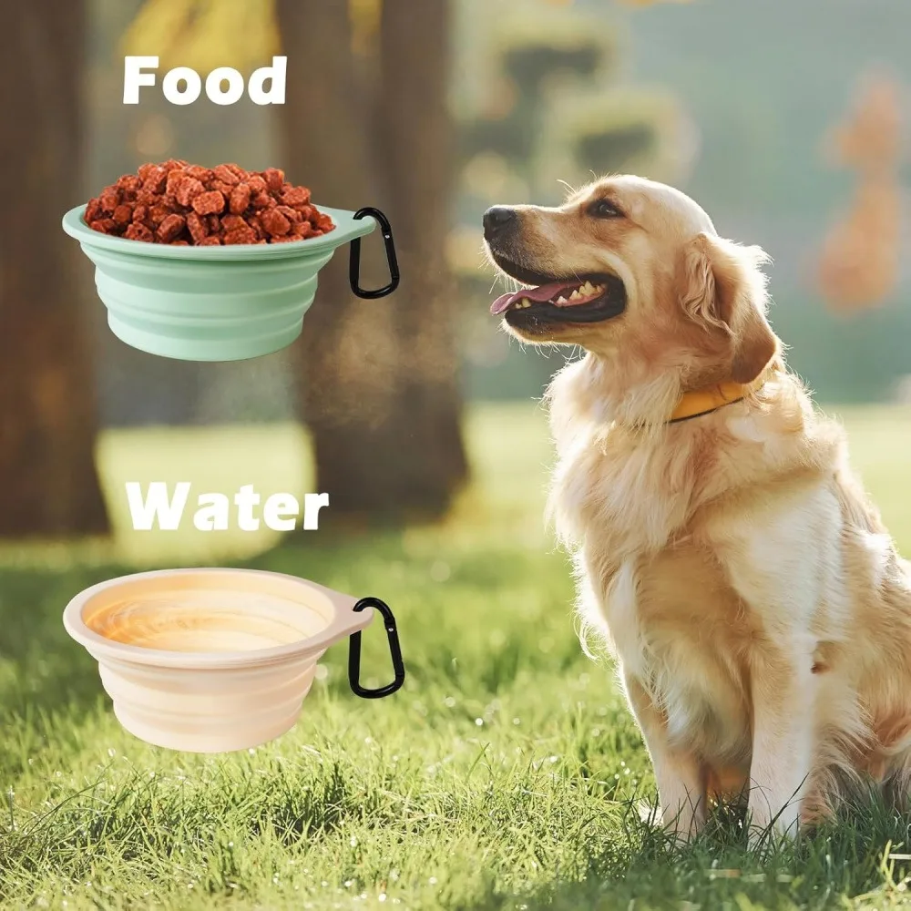 1 Pack Macaron Collapsible Silicone Bowl with Carabiner, Food Grade Foldable Portable Travel Bowl, Leakproof Compact Camping Hiking Bowl for Outdoor Picnic Gym Pet Feeding Daily Gift