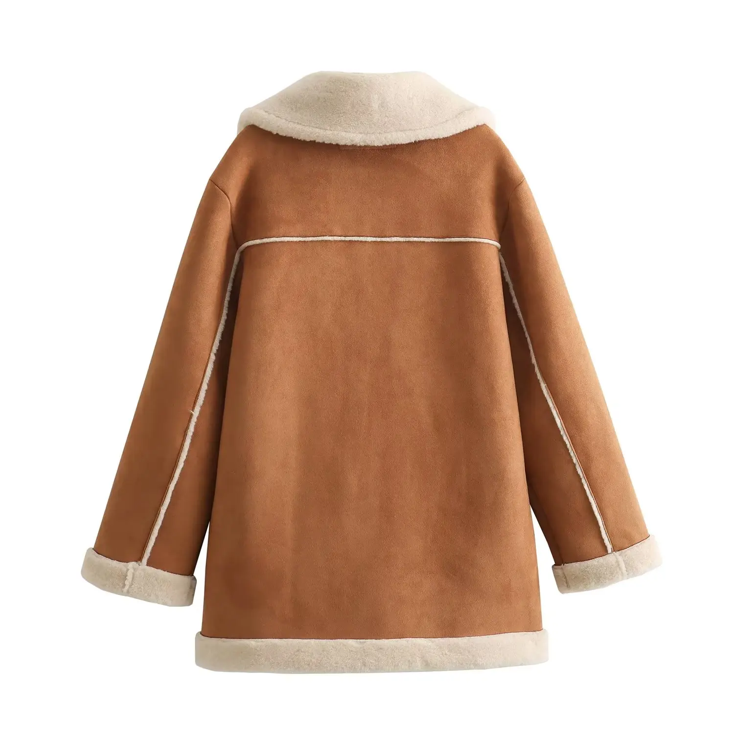 Maxdutti British Vintage Winter Coat Fashion Coat Women Girl Suede and Fleece Warm Trench