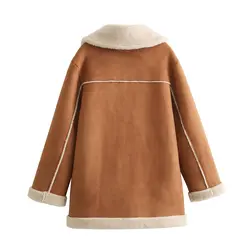 Maxdutti British Vintage Winter Coat Fashion Coat Women Girl Suede and Fleece Warm Trench