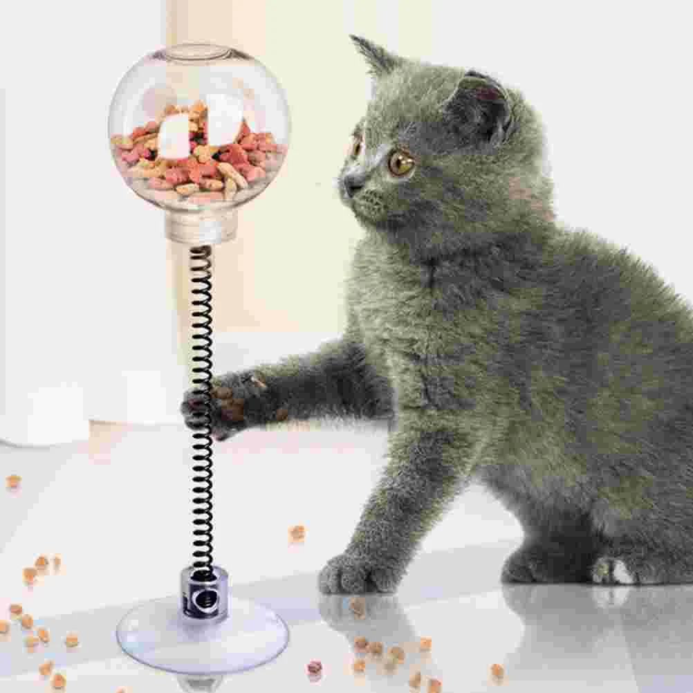 Leaking Ball Toy Cat Teasing Toys for Swing Spring Food Dispenser Treat Feeder Pet