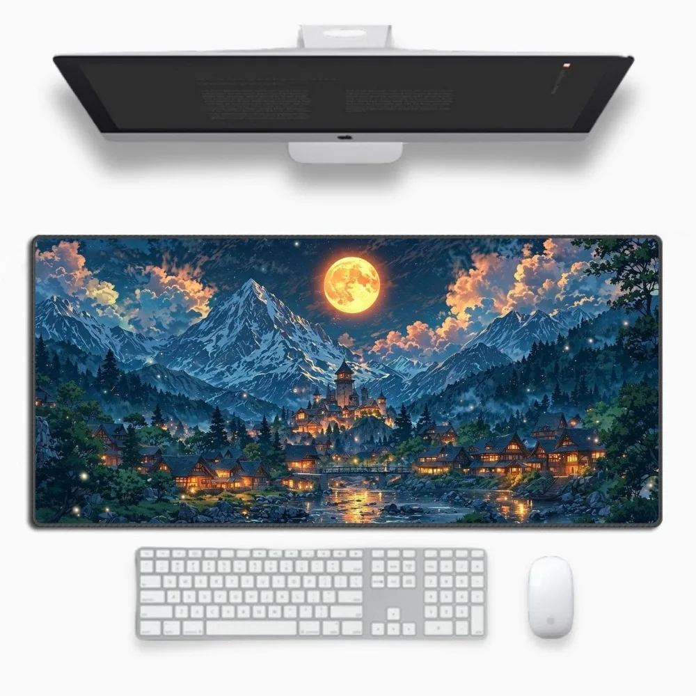 Cute Magical Landscape Art Aesthetic Desk Mat, Large Extended Gaming Mouse Pad, Non-Slip Desk Pad Laptop Computer Keyboard