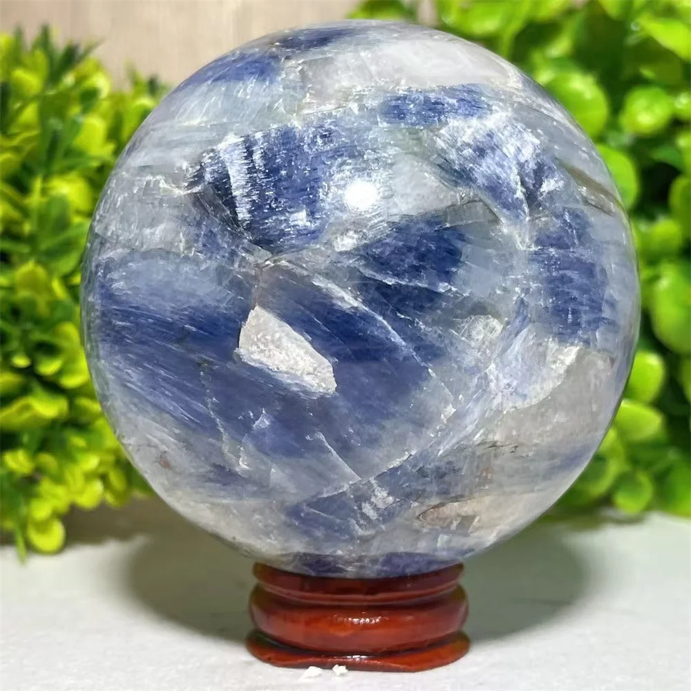 Blue Celestite Kyanite Sphere Ball Healing Natural Crystal Brazil Smokey Home DecoraitionSphere Rainbow Polished +Stand