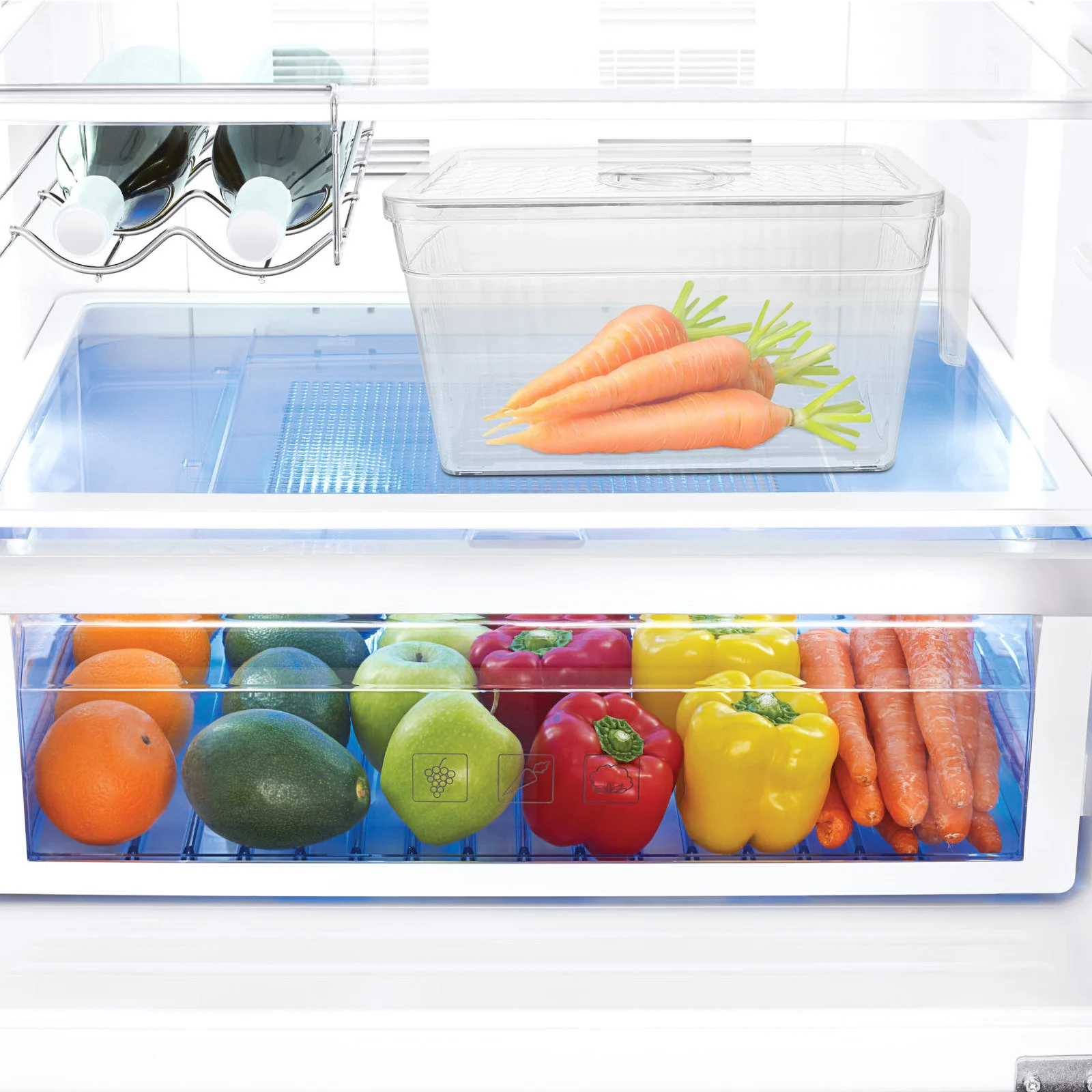 

Airtight Refrigerator Storage Box With Lid Pet Material Space Saving Fridge Organizer Transparent Food Container
