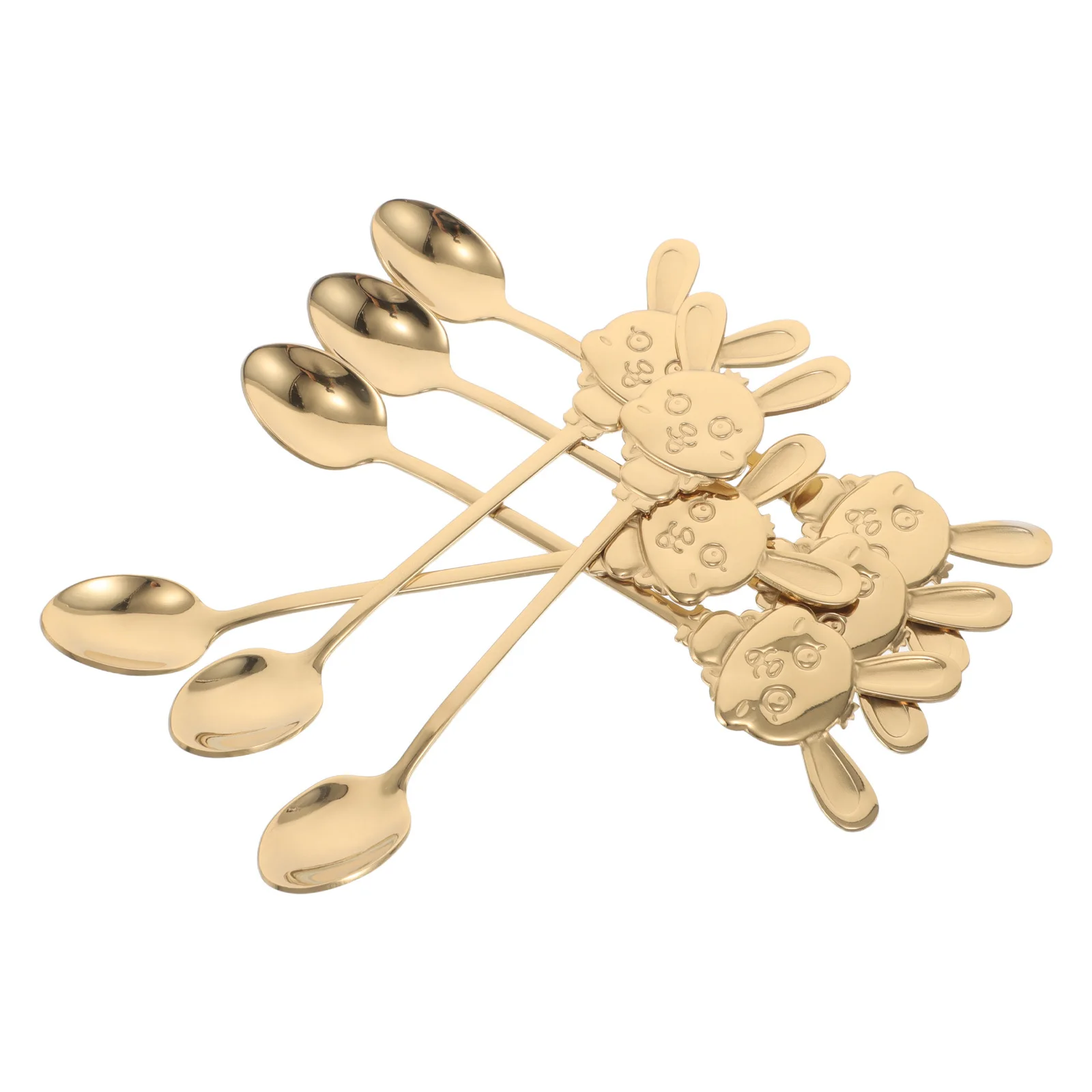 

6Pcs Stainless Steel Dessert Spoons Cute Rabbit Coffee Spoons for Easter Party Tea Serving Pudding Cake Espresso Stirring