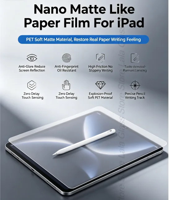 1Pcs Paper Feel Like Screen Protector For ipad 10 12th Gen 10.9 A14 Air4 Air5 M2 Air6 Air7 Air8 11 M4 Pro11 M5 Pro Air3 10.5