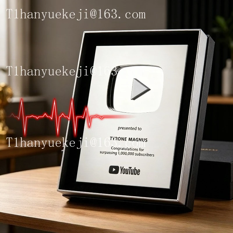 New YouTube Play Button Award UV Printed Graphic Metal Shields Trophies Excellent Recognition Acknowledgment-name of the winner
