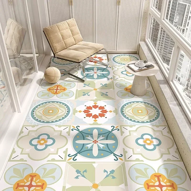 Balcony Pvc Carpet Leather Waterproof Non-slip Floor Mat Bohemian Home Decoration Rug for Kitchen Entrance Alfombra De Balcón