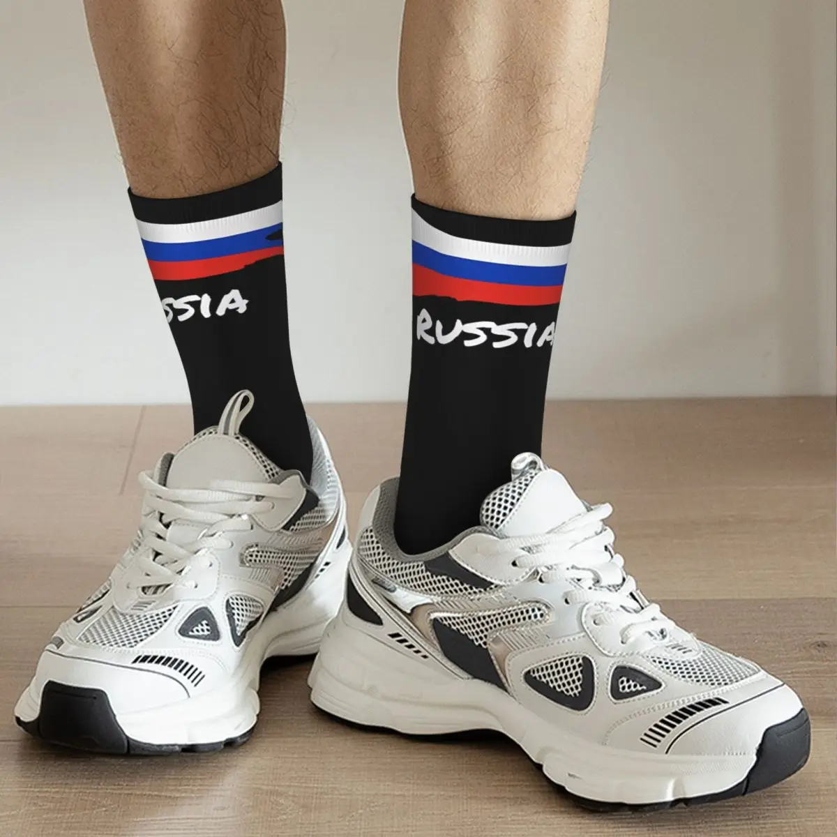 3D printing cosy Unisex Socks,Cycling Russian Emblem Russia Flag Interesting Four Seasons Sock