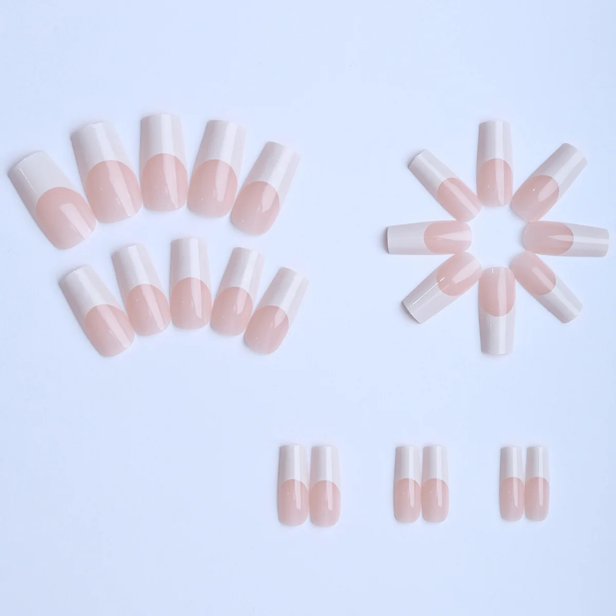 24 Stück einfache weiße künstliche Nägel im französischen Stil, mittlerer Sarg, nackte Farbe, zum Aufdrücken der Nägel, Ins-Stil, abnehmbarer künstlicher Nagel für Frauen – Detail 4