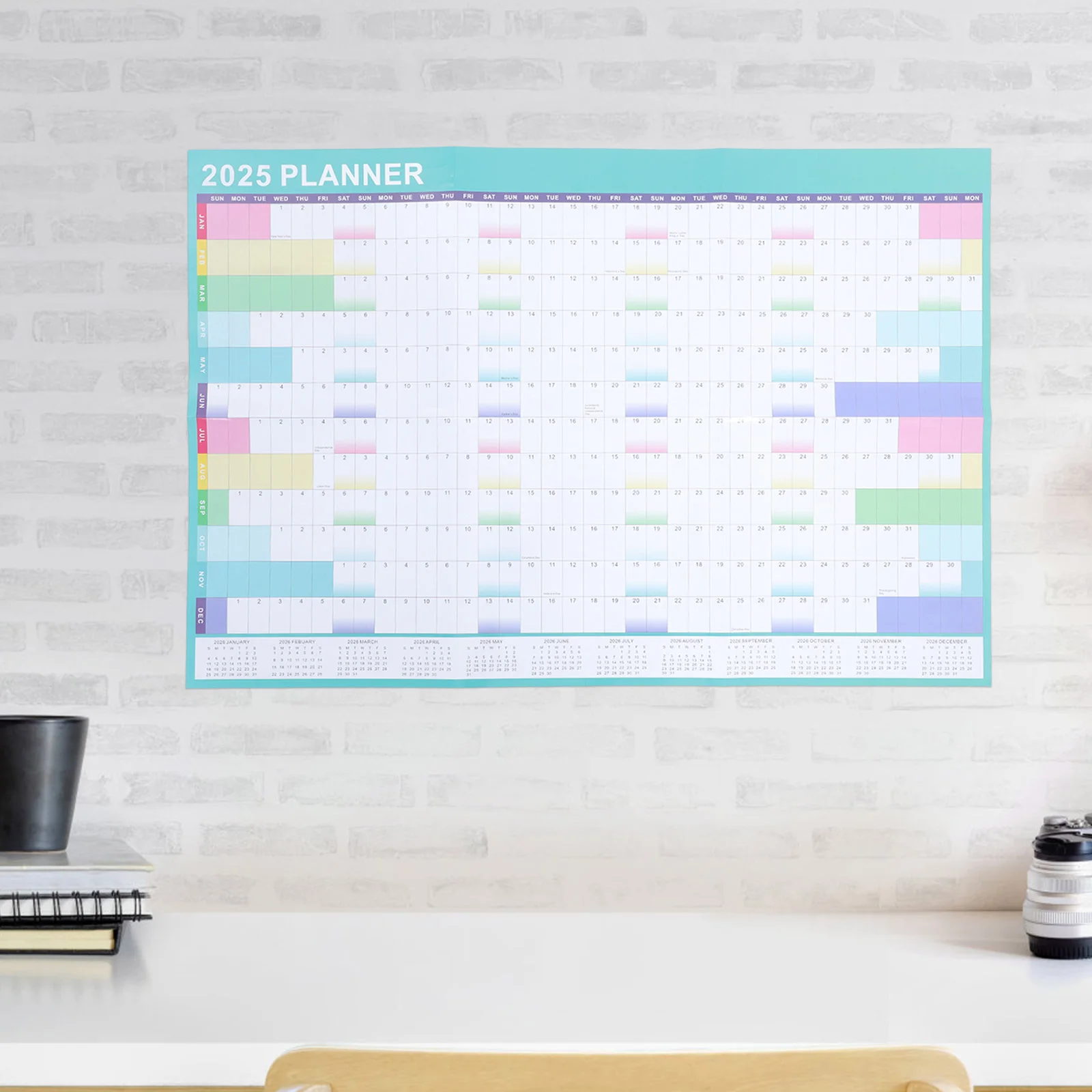 ปฏิทิน 2025 Plan Agenda Wall Planner กระดาษอเนกประสงค์การวางแผนกําหนดการรายปี Office Practical