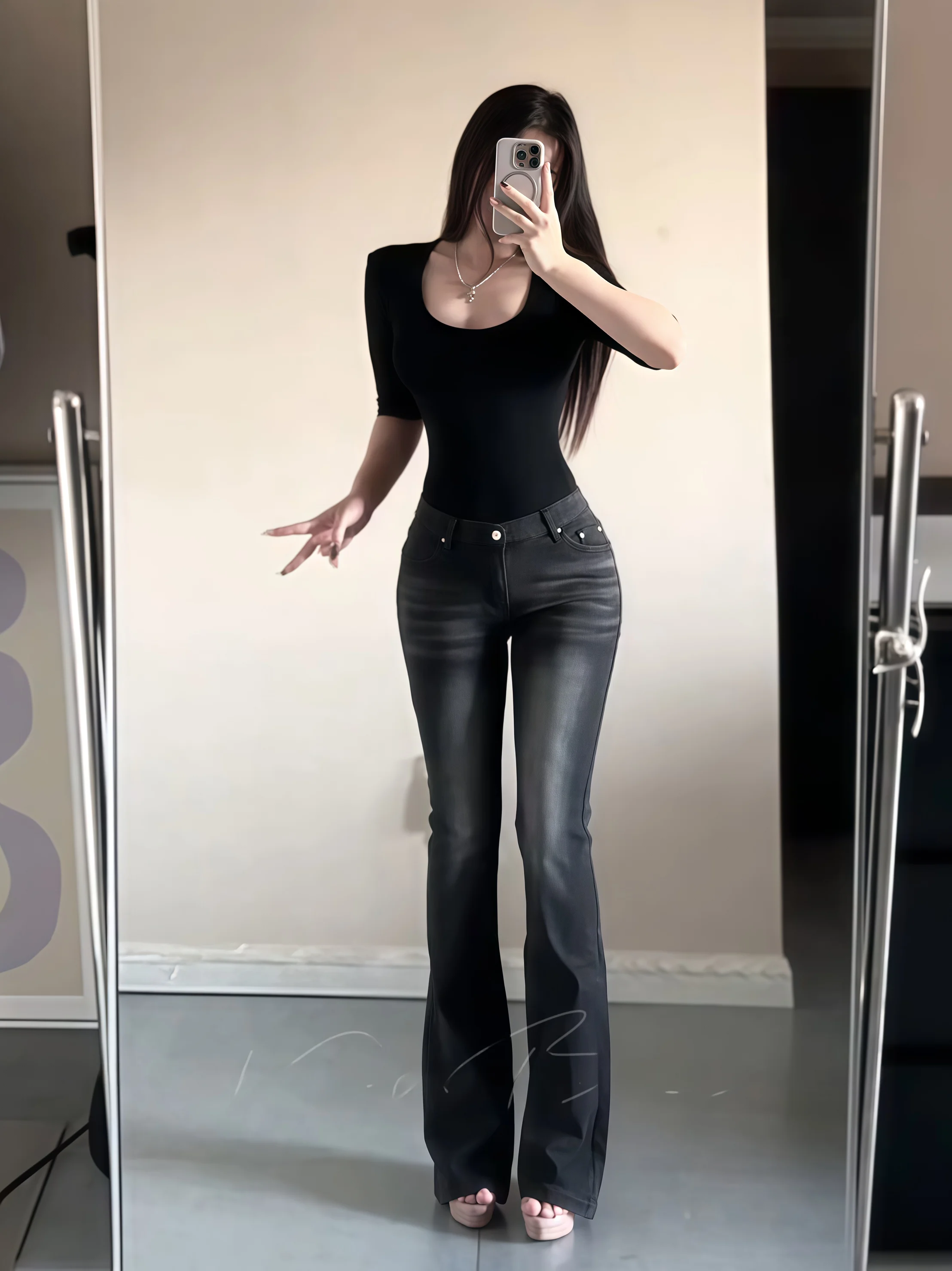 

Ultra-Invisible Butt Enhancing Pads Low Waist Slimming Hip Enhancing Micro Flared Jeans Women High Quali Slimming Concealin...