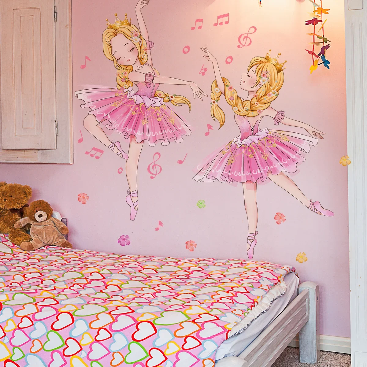 Dancing Ballet Girl Wall Stickers for Children Cartoon Girl Dancer Wall Decals for Kids Rooms Girl Bedroom Vinyl Wall Decorative