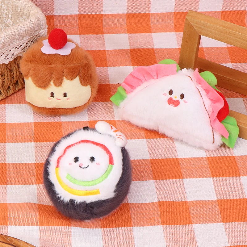 Sushi Plush Toy Keychain Cartoon Sandwich Bread Soft Stuffed Doll Pendant Car Key Ring Backpack Bag Decor Kid Gift