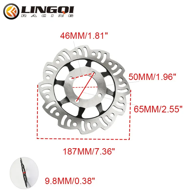 LINGQI 레이싱 다리미 디스크 브레이크 패드, CRF50 XR 오프로드 쿼드 피트 더트 바이크용, 190mm 디스크 로터 플레이트 어셈블리, 자전거 부품