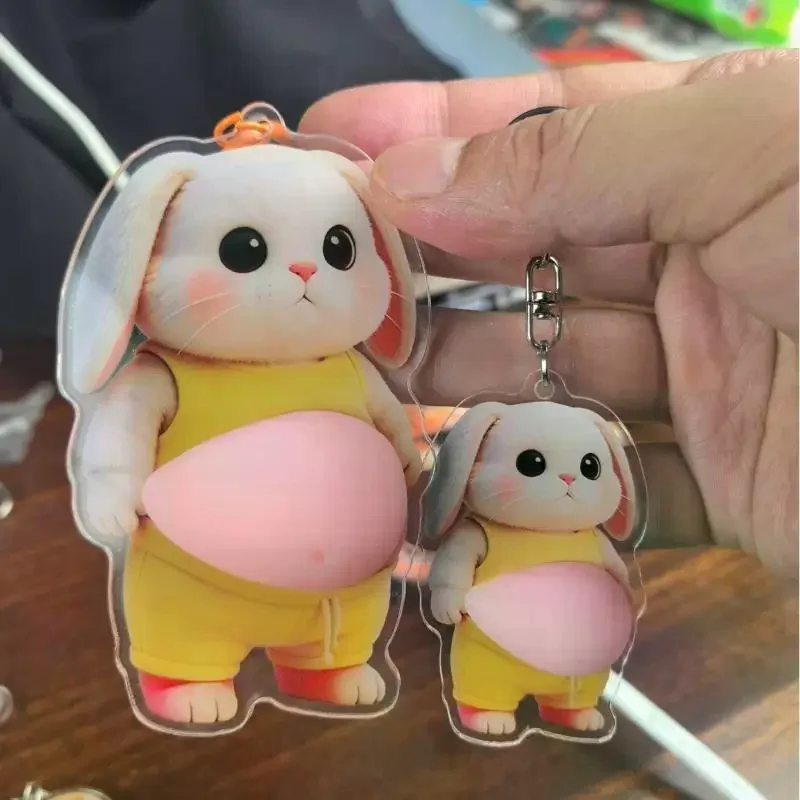 Cute Cat Dog Acrylic Keychain Soft Belly Clear Print Great For Bag Decoration Pet Lover Gift