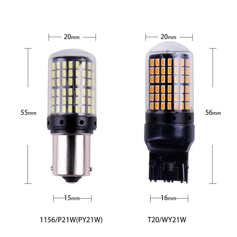 LED Brake Lights High Power 1156 BA15S P21W 1157 BAY15D P21/5W 7440 7443 T20 3156 3157 T25 144SMD Car Turn Signal Reverse Bulbs