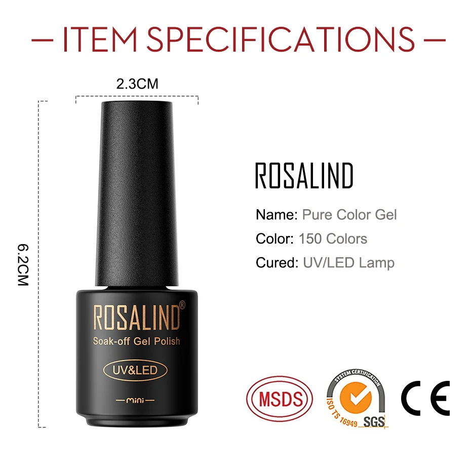 ROSALIND Gel Polish Set UV Vernis Semi Permanent Primer Top Coat 7ML Varnish Gel Nail Art Manicure Gel Lak Polishes Nails