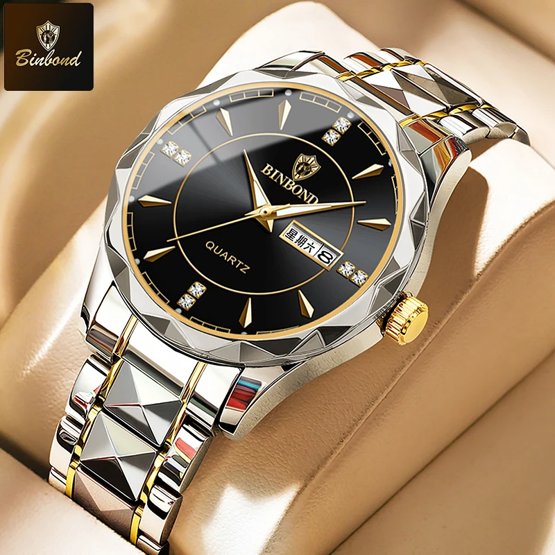 Brand International BINBOND B5552 Men Multiple Colors Fashion Watch Sports Military Steel Band Waterproof Luminous Wristwatches