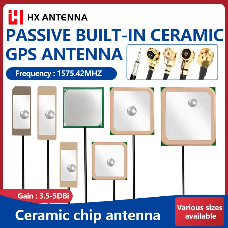 HONGXIN GPS Positioning Antenna, Passive Antenna, Built-in Ceramic Antenna, Free Cable Length/Connector Modification
