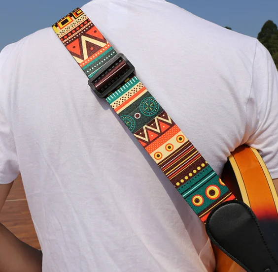 حزام من الجلد للجيتار الشعبي جيتار صوتي يمكن توسيع حزام الجيتار 100 مختلط #5