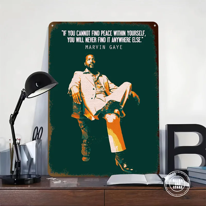 Marvin Gaye 3D Texture Metal Poster Customized Wall Art Tin Sign Gift for Mancave Vintage Interior Decoration Living Room Decor