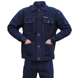 Men's denim workwear set, welding, welding heat-resistant labor protection suit, construction site wear-resistant workwear set