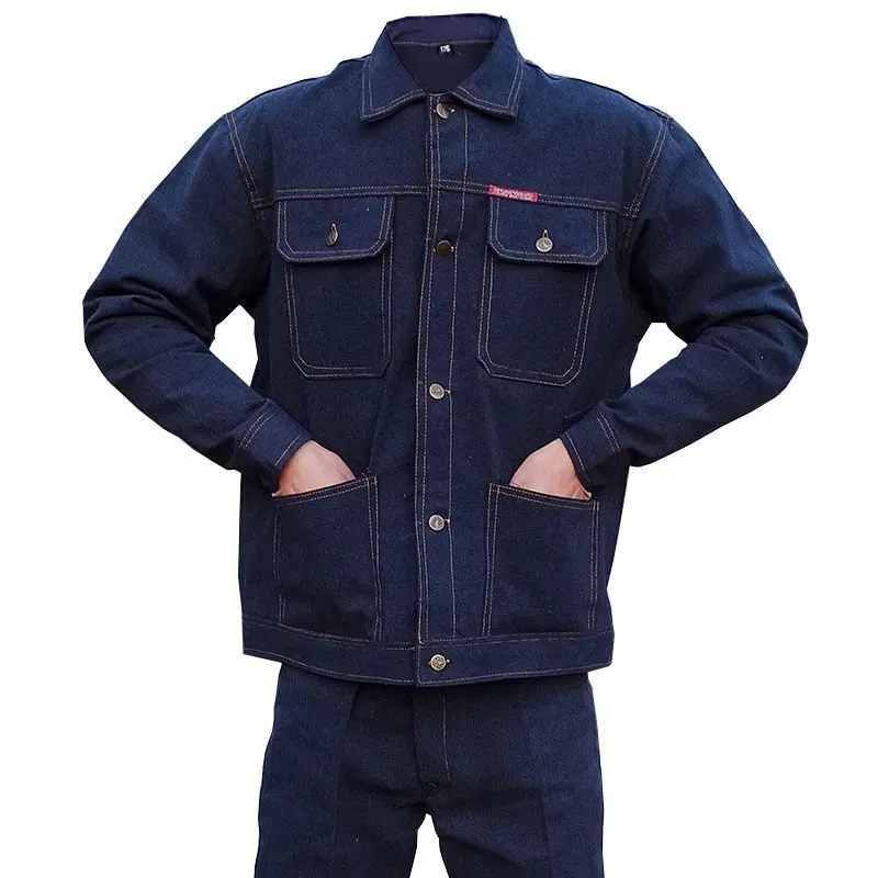 Men's Denim Workwear Set, Welding, Welding Heat-Resistant Labor Protection Suit, Construction Site Wear-Resistant Workwear Set