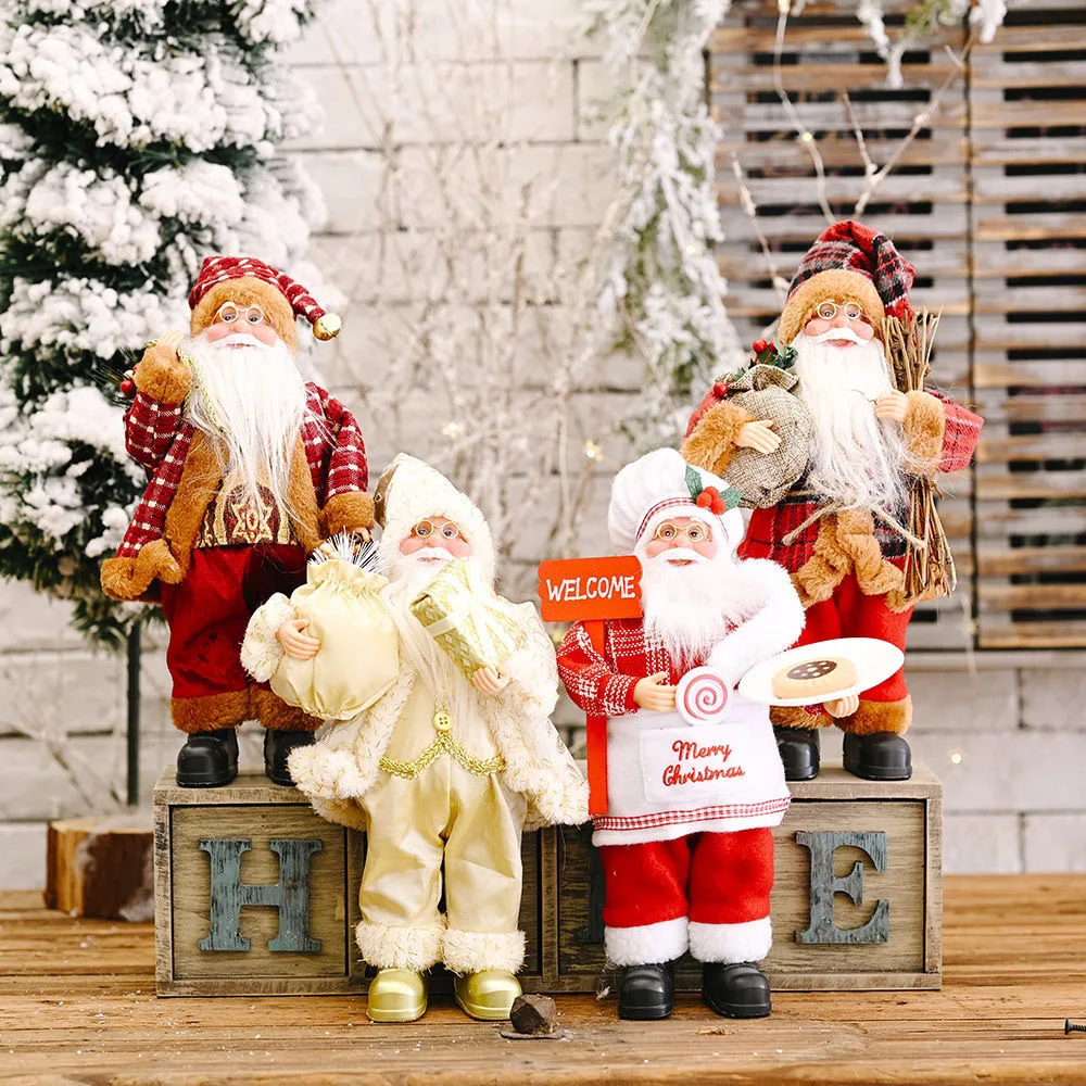 

1~4PCS 2025 Christmas Decoration for Home Santa Claus Plush Doll 30cm Navidad Party Decor Xmas Ornaments New Year Gift