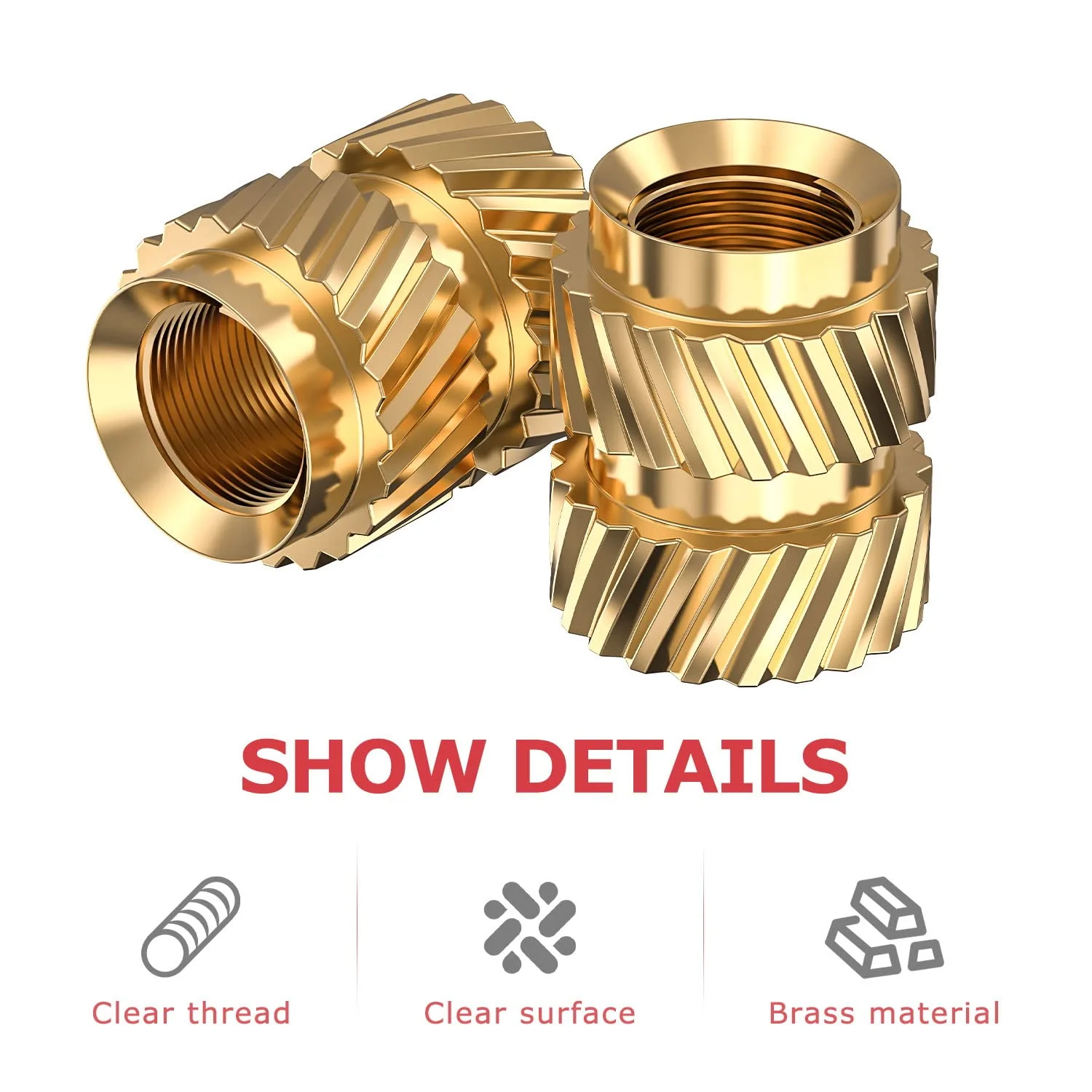 120Pcs M3X5.7-OD4.6 Thread Knurled Brass Threaded Heat Set Heat Insert Embedment Nut for 3D Printer