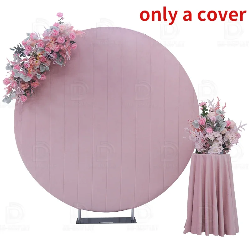 DD 6.5ft/200cm Velvet Round Backdrop Cover for Arch Stand Pink Wedding Background Birthday Party Decoration Photography Props