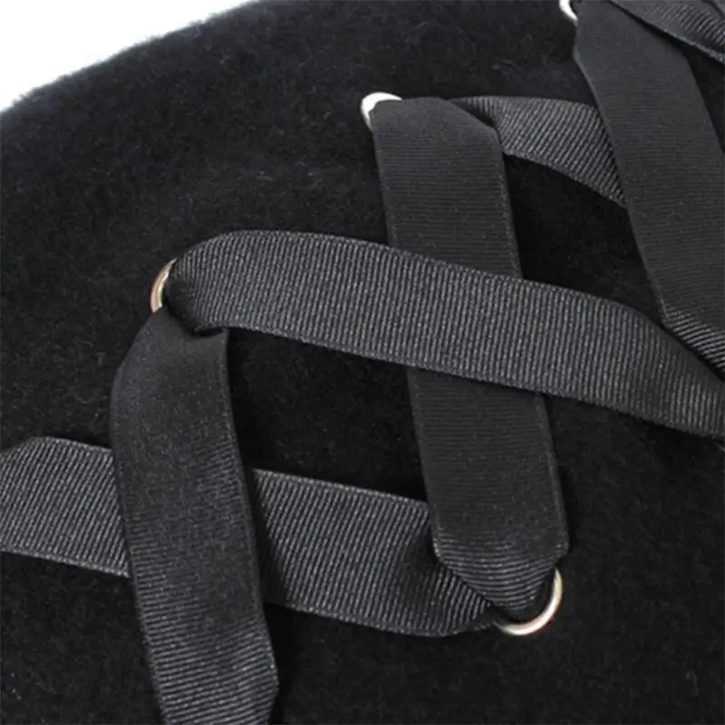 

652F Fashion Black for Cross Laceup Solid Color Elegant Newsboy Hat Painter Hat Show Face Small for Family Friend Gathe