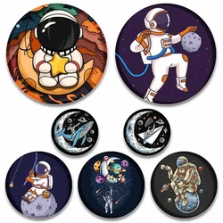 Creative Cartoon Planet Astronaut Enamel Pins Space Rocket Round Brooch Cartoon Badge for Backpack Hat Jewelry Accessories Gift