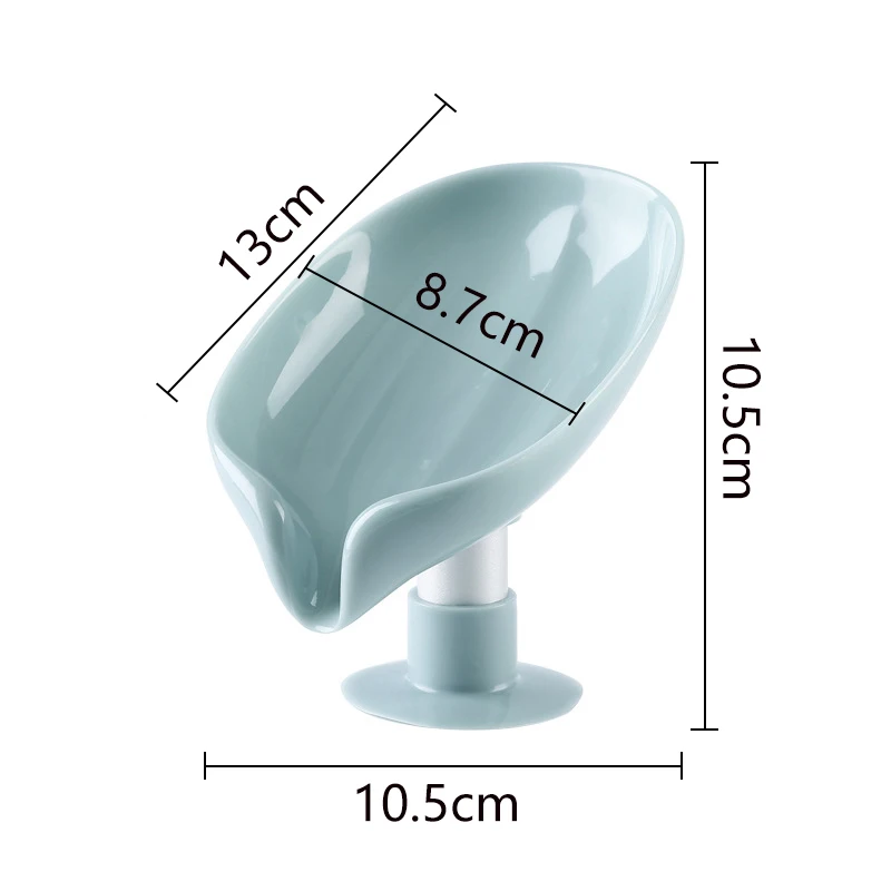Leaf Design Drain Soap Box With Suction Cup Decorative Plastic Self Draining Bathroom Soap Tray Bathroom Organizers Storage