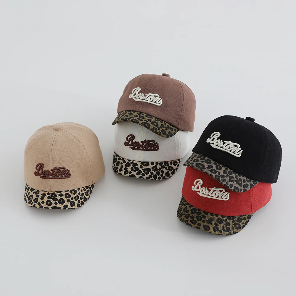 

Spring Autumn New Children Baseball Caps Fashion Letter Embroidered Toddler Boys Leopard Hat Kids Girls Sun Outdoor Hats