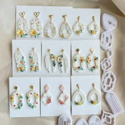 Soft Pottery Earrings Polymer Clay Cutter Hollow Geometric Pattern Mold DIY Clay Earrings  Jewelry Pendants Clay Tools